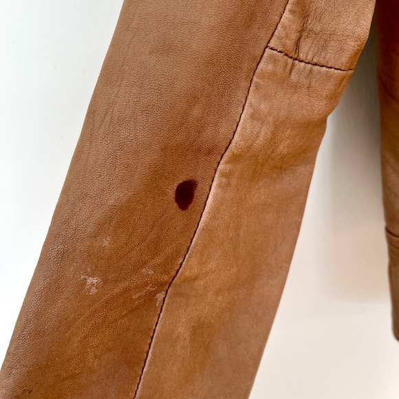 Danier Caramel Brown Leather Shawl Collar Moto Jacket - Picture 5 of 13